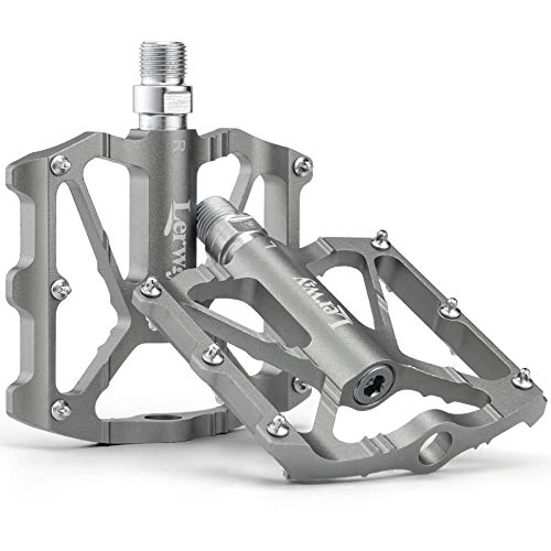 Mountain Bike Pedal : LERWAY Bicycle Pedals, Mountain Bike Pedal, Bicycle Pedals, Wide Platform Pedal Made of Aluminium Alloy 9 / 16 Inch for Road Mountain BMX MTB Bike (Silver)