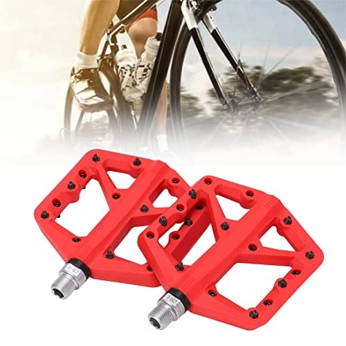 Mountain Bike Pedal : Les-Theresa 1 Pair Bike Pedal Anti Slip Nylon Fiber Bicycle Platform Flat Pedals for Road Mountain Bike(Red)