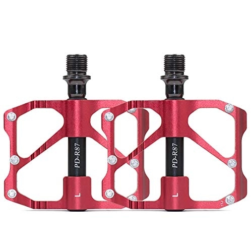 Mountain Bike Pedal : Lesrly-Cycle Lightweight Mountain Bike Pedals, Aluminum Alloy Bicycle Flat Platform Pedal, Bearing Composite 9 / 16 Universal, for Road / BMX / MTB Bike, Red, Mountain M86