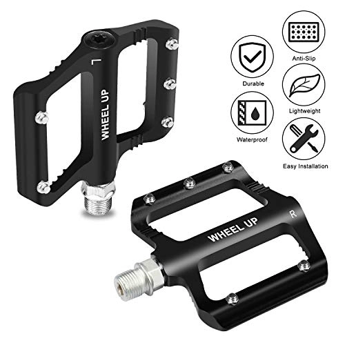 Mountain Bike Pedal : Letmetry Bicycle Pedals, MTB Bike Pedals Road Bike Mountain Bike Flat Pedals, CNC Machined Aluminum Alloy Body Cr-Mo 9 / 16"，Ultralight MTB BMX Bicycle Cycling Road Bike Hybrid Pedals