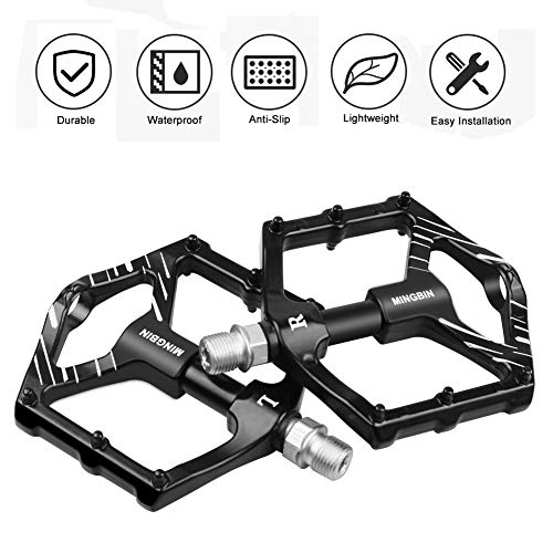 Mountain Bike Pedal : Letmetry Bicycle Pedals, MTB Pedals Road Bike Mountain Bike Flat Pedals, CNC Machined Aluminum Alloy Body Cr-Mo 9 / 16" Spindle BMX Cycling Pedals With Anti-slip Locking Spindle and Durable Fixed Gear