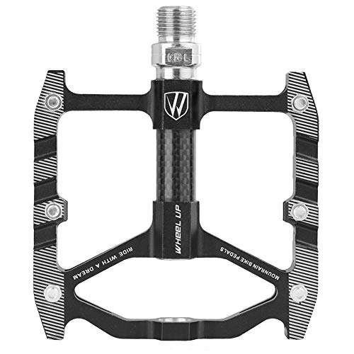 Mountain Bike Pedal : Letton Lightweight High-Strength Non-Slip Mountain Bike Pedals for MTB BMX, Standard 9 / 16" Spindle, 6 Anti-Skid Nails per Side, Ultra Smooth Bearings, Wider Platform, Carbon Fiber Tube