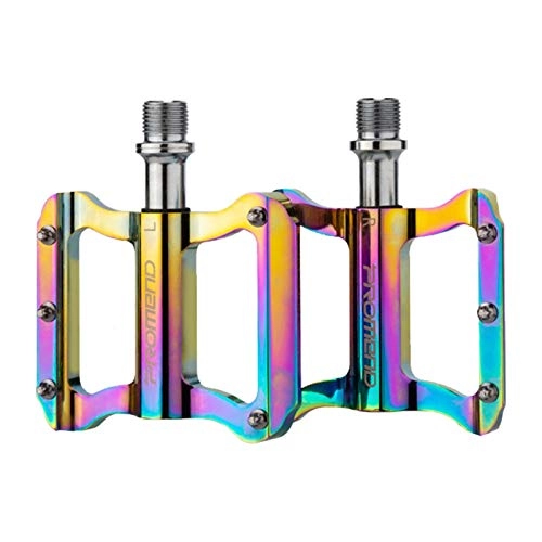 Mountain Bike Pedal : LFTYV Mountain Bike Pedals, Aluminum Alloy Road Flat Bicycle Pedals, Adult 9 / 16" Sealed Bearing Lightweight Colorful Metal Cycling Pedal for BMX / MTB