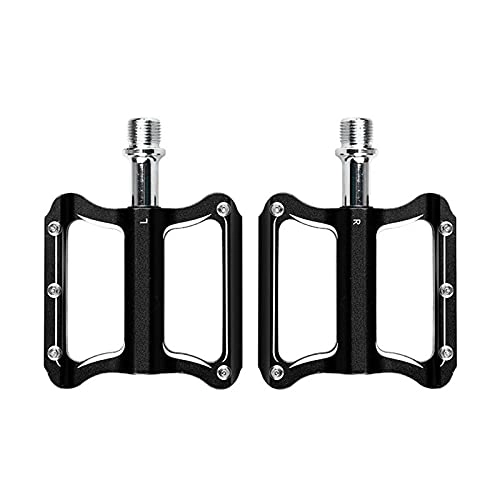 Mountain Bike Pedal : LHQ-HQ Ultra-Light Aluminum Alloy Plating Colorful Bicycle Pedals Hollow Non-Slip Bearings Bicycle Platform Flat Pedals for MTB Bike Outdoor Sports, black