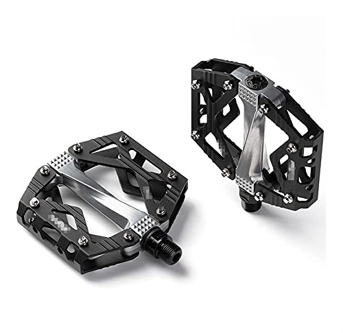 Mountain Bike Pedal : liangzai Ultralight Bicycle Pedals Flat Alloy Pedals Mountain Bike Pedals Fit For 9 / 16" Sealed Bearings Pedals Non-Slip Flat Pedals hilarity (Color : Black)