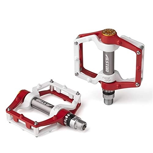 Mountain Bike Pedal : LIANYG Bicycle Pedals Bike Pedals Sealed Bearing Bicycle Pedals 9 / 16" Aluminum Alloy Road Mountain Bike Cycling Pedals 155 (Color : Red)