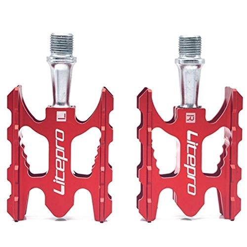 Mountain Bike Pedal : LIANYG Bicycle Pedals MTB Mountain Bike Pedal K3 Road Folding Bicycle Ultralight Aluminum Alloy 412 10.8 * 6.2mm Bearing Pedal Foot 155 (Color : Red)