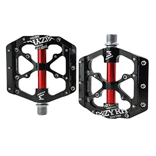 Mountain Bike Pedal : LIANYG Bicycle Pedals Universal Sealed Bearing Bike Pedals CNC Aluminum Body 3 Bearing Bicycle Flat Pedals For MTB Road Cycling BMX Road Bicycle 155 (Color : Black)