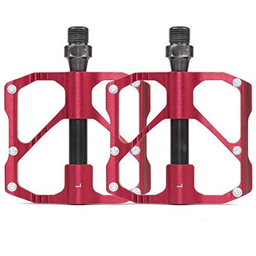 Mountain Bike Pedal : Liapianyun Bicycle Cycling Bike Pedals, New Aluminum Antiskid Durable Pedals Road Bike Hybrid Pedals Mountain Wide Platform Double In-Mold Aluminum, Red, PDM86Mountain