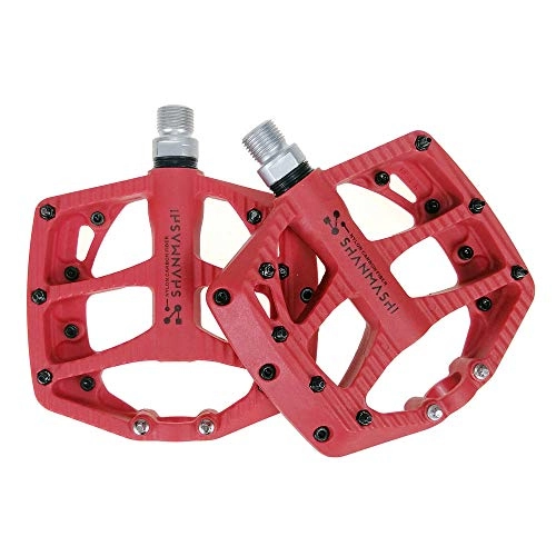 Mountain Bike Pedal : LiChaoWen Bicycle Pedal Mountain Bicycle Pedal Aluminum Alloy Durable Seal Bearing Skid Comfortable Bicycle Pedal Depression Non-slip Bicycle Pedal (Color : Red)