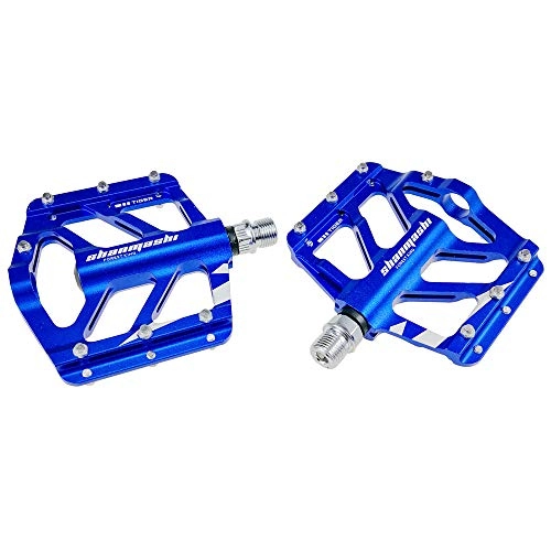Mountain Bike Pedal : LiChaoWen Bicycle Pedal Mountain Bicycle Pedal Using One Pair Of Fixed Gear Alloy Durable Skid Travel A Road Bike Non-slip Bicycle Pedal (Color : Blue)