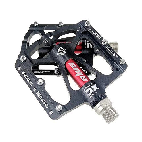 Mountain Bike Pedal : LiChaoWen Bicycle Pedal Mountain Bike Pedal 1 Pair Of Aluminum Alloy Non-slip Durable Pedal Surface Road 5 Colors Non-slip bicycle pedal (Color : Black)