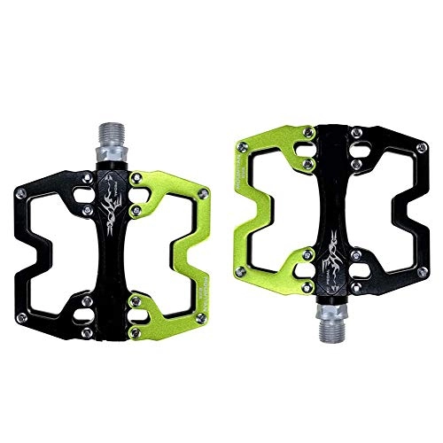 Mountain Bike Pedal : LIERSI Bicycle Cycling Pedals, Aluminum Anti Slip Durable Mountain MTB Bike Pedals Ultralight Cycling Road Bike Hybrid Pedals 9 / 16 Inch, Green