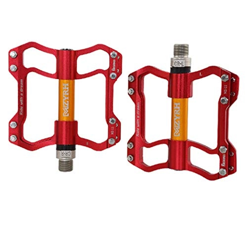 Mountain Bike Pedal : Light Aluminum Alloy Bike Pedals Mountain Bike Pedals 3 Bearings Ultra Sealed Bearings Strong Non-Slip Bicycle Pedal for 9 / 16" MTB BMX Road, Red