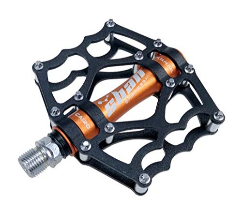 Mountain Bike Pedal : Light Weight MTB Pedals Big Platform Bicycle Pedals Mountain Bike Flat Pedals Aluminum Colors Bicycle Accessories Black Orange