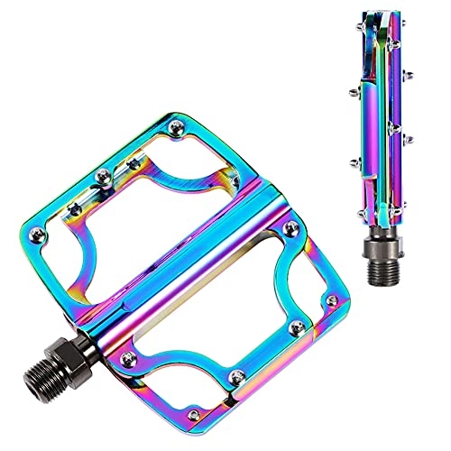 Mountain Bike Pedal : limei Bicycle Flat Pedals, as Anti Skid Cool Colorful Cycling Pedal, with Stable Installation, Durable and Not Loose, High-Density Sealing, for Mountain Bicycle