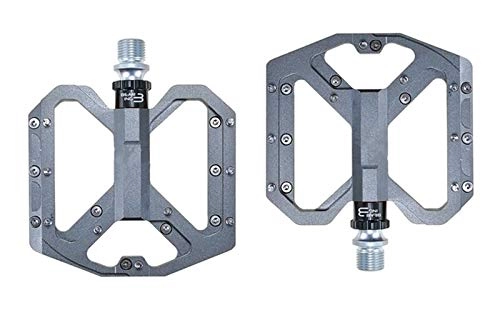 Mountain Bike Pedal : LINGNING Flat Foot Ultralight Mountain Bike Pedals MTB CNC Aluminum Alloy Sealed 3 Bearing Anti-slip Bicycle Pedals Bicycle Parts (Color : Gray)