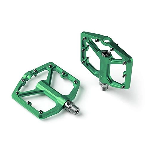 Mountain Bike Pedal : LINGNING MTB Road Mountain Bike Pedals Platform Bicycle Flat Alloy Pedals 9 / 16" Pedals Bicicleta Accessories Part (Color : Green)
