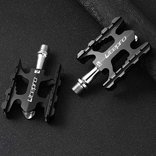Mountain Bike Pedal : LIOOBO Mountain Road Bike Pedal Bike Platform Pedals Anti-skid Treadle Foldable Aluminum Alloy for Bicycle Cycling Accessory (Black)