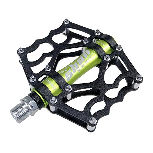 Mountain Bike Pedal : Lisansang Bike Pedals Mountain Bike Pedals 1 Pair Aluminum Alloy Antiskid Durable Bike Pedals Surface For Road BMX MTB Bike 8 Colors (SMS-CA120) Suitable for a Variety Of Bicycles (Color : Green)