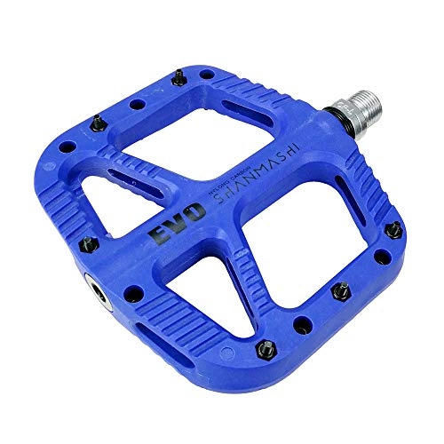Mountain Bike Pedal : Lisansang Bike Pedals Mountain Bike Pedals 1 Pair Aluminum Alloy Antiskid Durable Bike Pedals Surface For Road BMX MTB Bike 8 Colors (SMS-EVO) Suitable for a Variety Of Bicycles (Color : Blue)