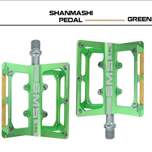 Mountain Bike Pedal : LiShihuan 3 Bearing Mountain Bike Pedals CNC Anode Aluminum Alloy Ankle Boutique Bicycle Pedal (Color : Green)