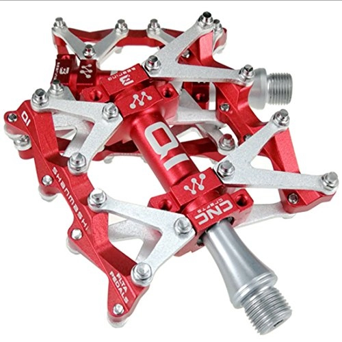Mountain Bike Pedal : LiShihuan 6 Bearing Mountain Bike Pedals Fixed Gear Bicycle Road Bicycle 3 Palin Pedals 3D Design Pedals Non-slip Comfort (Color : Red)
