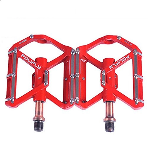 Mountain Bike Pedal : LiShihuan Bicycle Pedals Aluminum Alloy Bearings Palin Ankles Mountain Bikes Fixed Gear Bicycle Pedals (Color : Red)