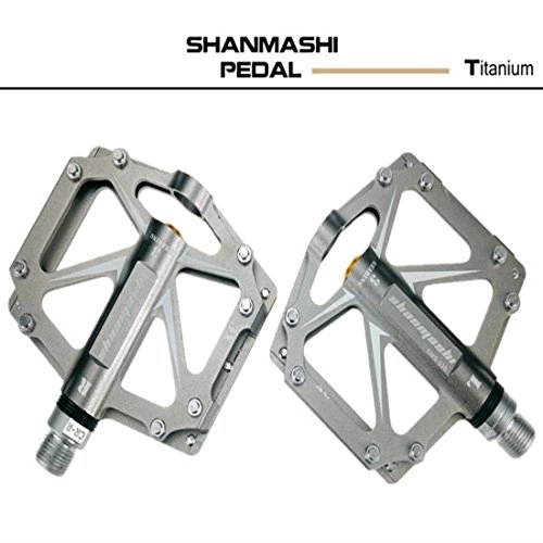 Mountain Bike Pedal : LiShihuan Double-sided Three Bearing Mountain Bike Pedal Aluminum Alloy Pedal Pedal Road Fixed Gear Bicycle Pedal (Color : Titanium)