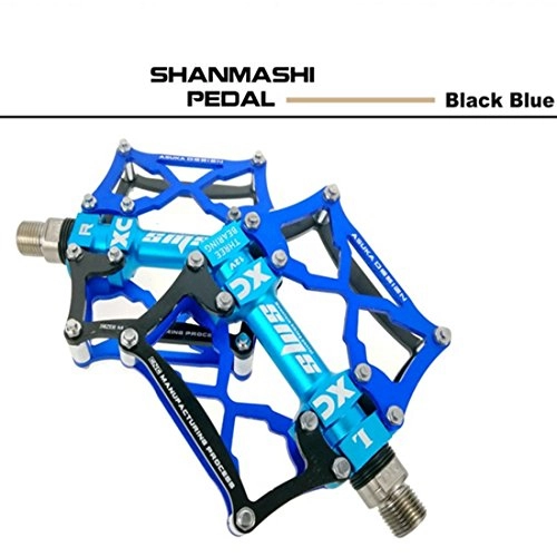 Mountain Bike Pedal : LiShihuan Mountain Bike Pedals Universal Aluminum Alloy Bearing Pedals Wide Comfortable Bicycle Palin Pedal (Color : Black blue)