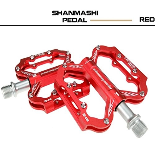 Mountain Bike Pedal : LiShihuan Ultralight Mountain Bike Pedal 3 Bearing Aluminum Alloy Lubrication Stepper Wide Bicycle Universal Palin Pedal (Color : Red)