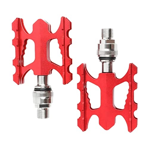Mountain Bike Pedal : LIZHAIMING Bike Pedals 1 Pair Aluminium Alloy Flat Bicycle Pedals folding pedals made of aluminium for mountain bike trekking city bicycles bicycle accessories(Red)
