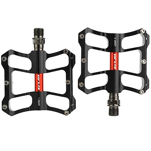 Mountain Bike Pedal : LLF Road Bike Pedals, One Pair Aluminium Alloy Mountain Road Bike Lightweight Pedals Bicycle Replacement (Black+Red)