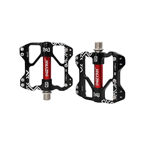 Mountain Bike Pedal : LLZY 1 Pair Bike Pedals Mountain Road Bicycle Flat Platform MTB Cycling Aluminum Alloy #NN828 (Color : Black)