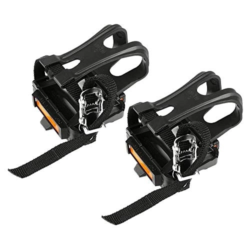Mountain Bike Pedal : LMCLJJ 2 Pcs Toe Clips with Strap Belts Cycling MTB Road Mountain for Bicycle Pedal Pedal Nylon Material Anti Skid Belt