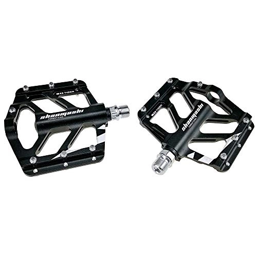 Mountain Bike Pedal : Lmycrs Bicycle Pedal Mountain Bike Pedals 1 Pair Aluminum Alloy Antiskid Durable Bike Pedals Surface For Road BMX MTB Bike 6 Colors (SMS-TIGER) Bike Pedal (Color : Black)