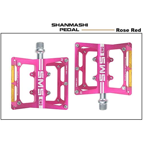 Mountain Bike Pedal : Lmycrs Bicycle Pedal Mountain Bike Pedals 1 Pair Aluminum Alloy Antiskid Durable Bike Pedals Surface For Road BMX MTB Bike 8 Colors (SMS-361) Bike Pedal (Color : Rose red)
