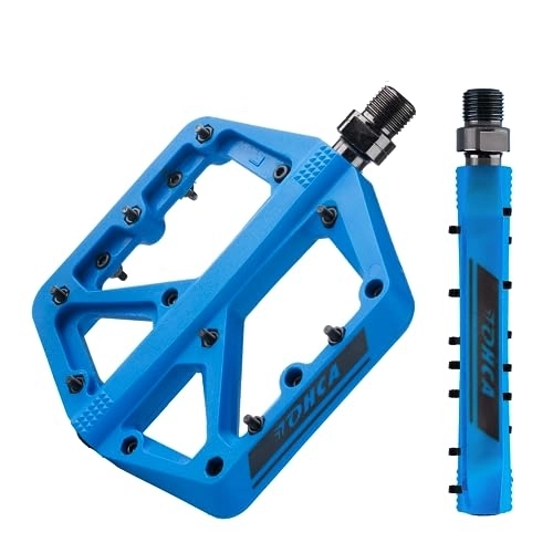 Mountain Bike Pedal : Lohca Mountain Bike Pedals Lightweight 3 Bearing MTB Pedals Non-Slip Flat Bicycle Pedals 9 / 16" for BMX Cycling Road Bike, Blue