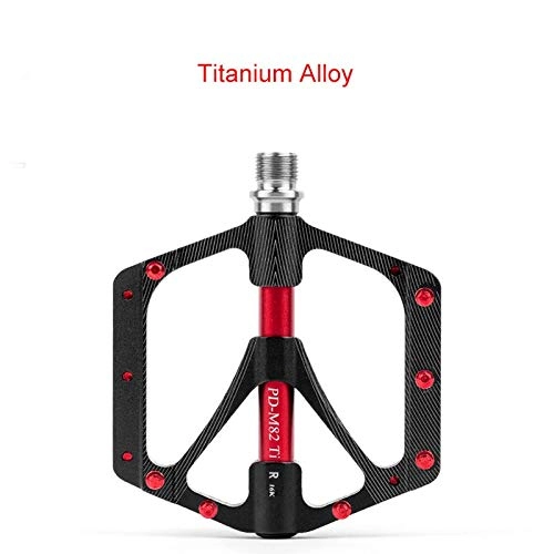 Mountain Bike Pedal : Lorenory Pedals bike Mountain Bicycle Titanium Pedal Board Mtb Widened Road Bike Sealed Bearing UltraLight Cycling Parts Accessories Flat Platform (Color : Ti Spindle Axle)