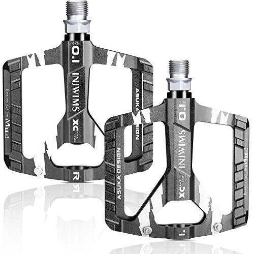Mountain Bike Pedal : LPRTALK Mountain Bike Pedal, Antiskid Bicycle Cycling Pedal Flat Alloy Pedals Cycling 3 Sealed Bearings Aluminum Platform Bicycle Pedal for Road MTB BMX 9 / 16" （Gray）