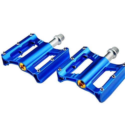 Mountain Bike Pedal : Lshbwsoif Bicycle Pedal Aluminum Alloy Bicycle Bearing Pedals With Anti Skid Peg Bicycle Platform Flat Pedals (Size:84 * 87 * 18mm; Color:Blue)