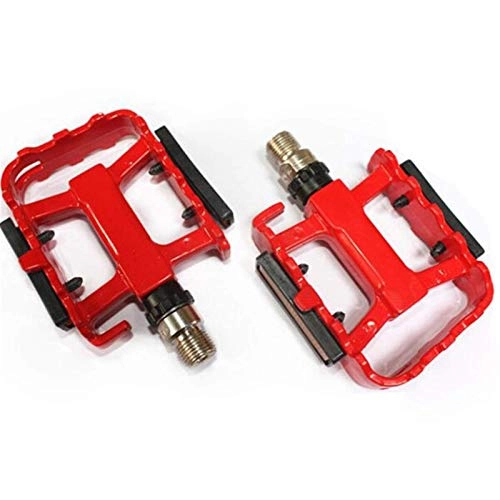Mountain Bike Pedal : Lshbwsoif Bicycle Pedal Aluminum Alloy Bike Bicycle Foot Bearing Pedal With Reflector Bicycle Platform Flat Pedals (Size:101 * 68 Mm; Color:Red)