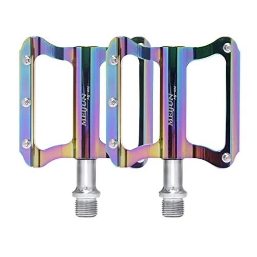Mountain Bike Pedal : LSRRYD Bicycle Pedals Aluminum Alloy Platform Pedals Anti-Skit With Cleats 3 Sealed Bearings For Folding Road Mountain Bike BMX MTB Cycling 9 / 16" Pedals 285g (Color : Colorful)