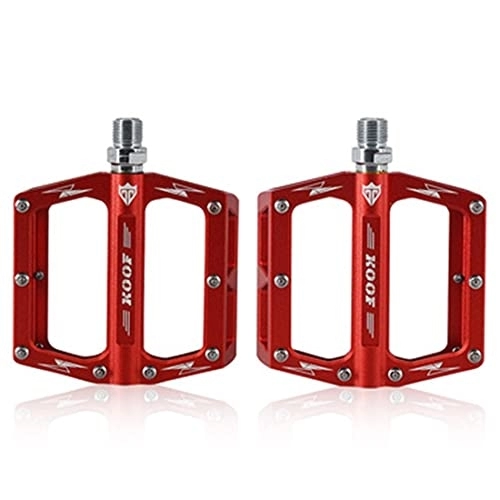 Mountain Bike Pedal : LSRRYD Bicycle Pedals Mountain Bike Pedals MTB Road Bicycle Flat Pedal With Anti-Skid Pins Universal Lightweight Aluminum Alloy Platform Pedal For Travel Cycle-Cross Bikes (Color : Red)