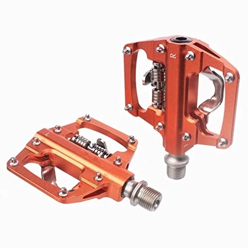Mountain Bike Pedal : LSRRYD Bike Flat Pedals SPD Cleats Pedals Dual-purpose Pedal Aluminum Alloy 9 / 16”Thread For Bicycle MTB BMX Mountain Bike Cycling Clipless Pedals (Color : Orange)