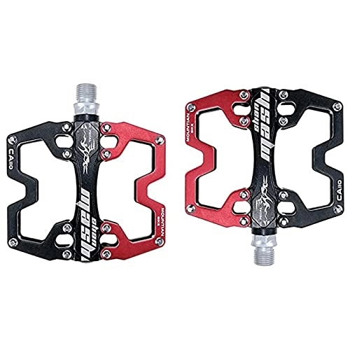 Mountain Bike Pedal : LSRRYD Bike MTB Pedals Parallel Mountain Bicycle Road Pedal 2DU Bearings Ultra-Light Flat Aluminum Alloy Sealed Bearing With Anti-Skid 1 Pair 9 / 16 Inch (Color : Red)