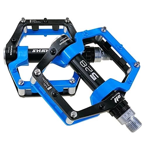Mountain Bike Pedal : LSRRYD Mountain Bicycle Pedals Magnesium Aluminum Alloy Pedal MTB Road Bike Pedals CNC Bearing Wide Platform Non-slip Waterproof And Wear-resistant (Color : Blue)