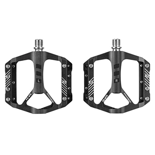 Mountain Bike Pedal : LSRRYD Mountain Bike Pedals 3 Bearings Aluminum Alloy Bicycle Platform Pedals Anti-Skit Nails 9 / 16" For Road BMX MTB Folding Cycling (Color : Black)
