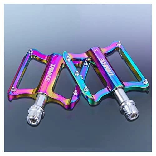 Mountain Bike Pedal : LSRRYD Mountain Bike Pedals Aluminum Pedals Bicycle Platform Pedals DU+Bearings With Anti-Skit Nails 9 / 16" For Road BMX MTB Folding Cycling (Color : Colorful)
