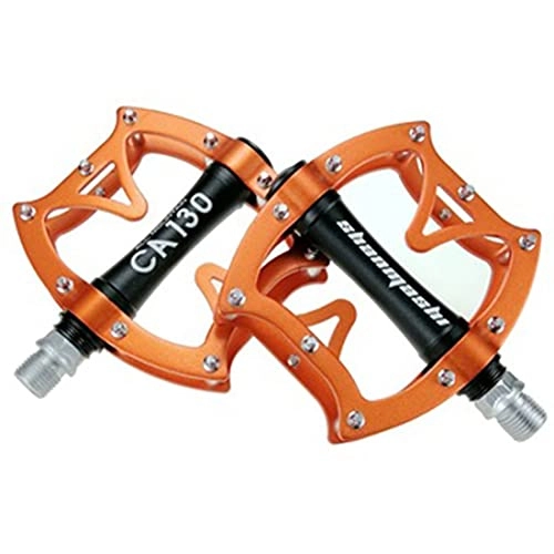 Mountain Bike Pedal : LSRRYD Mountain Bike Pedals Bicycle Pedals 9 / 16" Aluminum Alloy Pedal MTB Road Bike Pedals CrMo Steel Axle Wide Platform Non-slip Waterproof And Wear-resistant CNC DU Bearing (Color : Orange)
